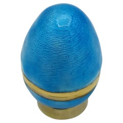X-Pequeño Huevo estilo Fabergé Aguamarina Esmalte Plata de Ley Salimbeni