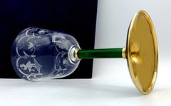 Calice à vin en argent sterling avec émail vert Salimbeni