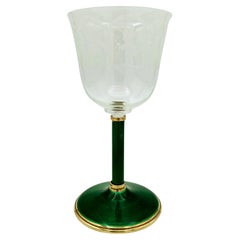 Wine chalice with green enamel sterling silver Salimbeni