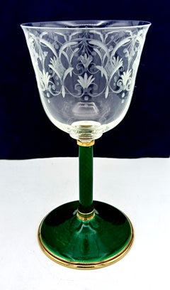 Calice à vin en argent sterling avec émail vert Salimbeni