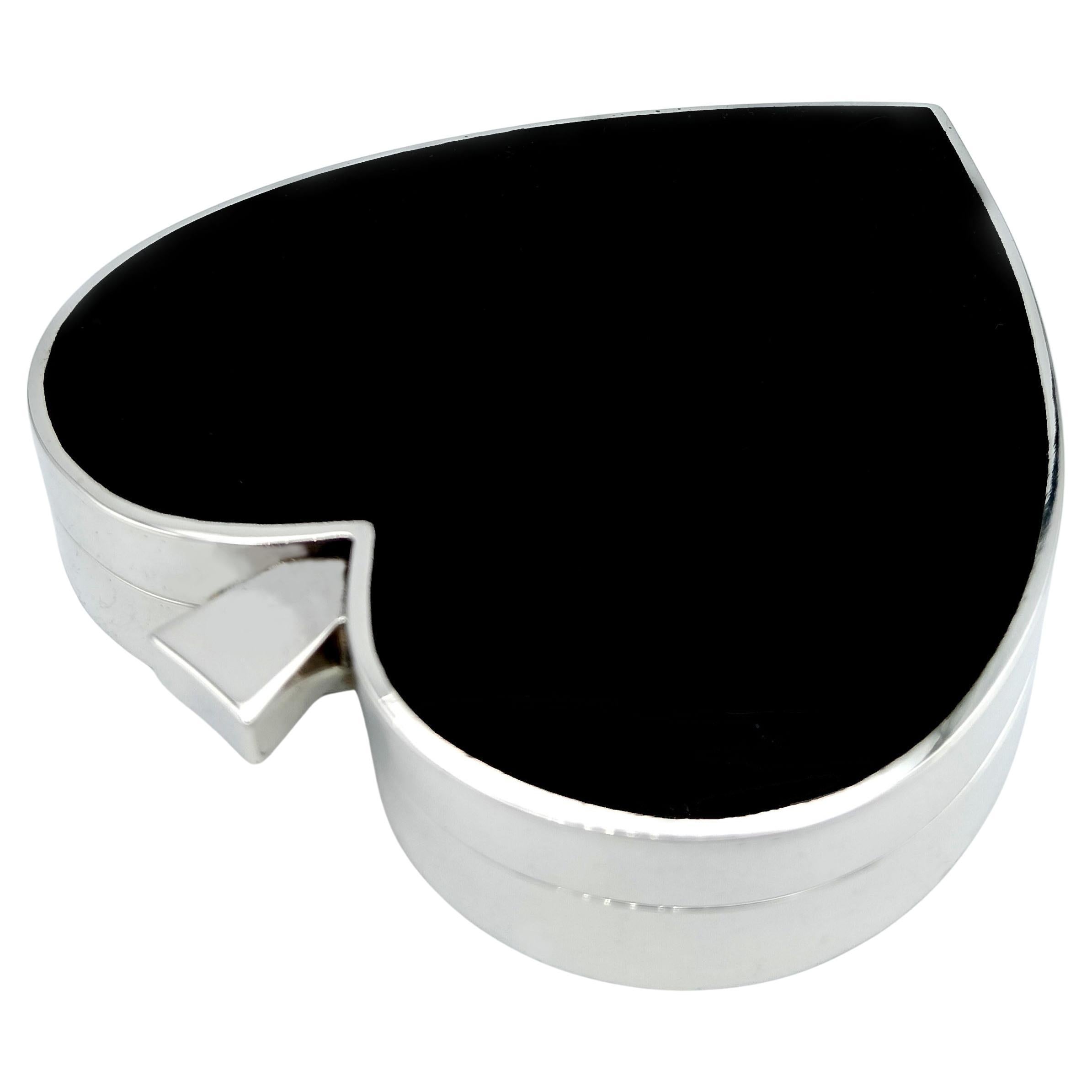 Box shaped “spade” playing card suit black fired Art Deco style Salimbeni For Sale