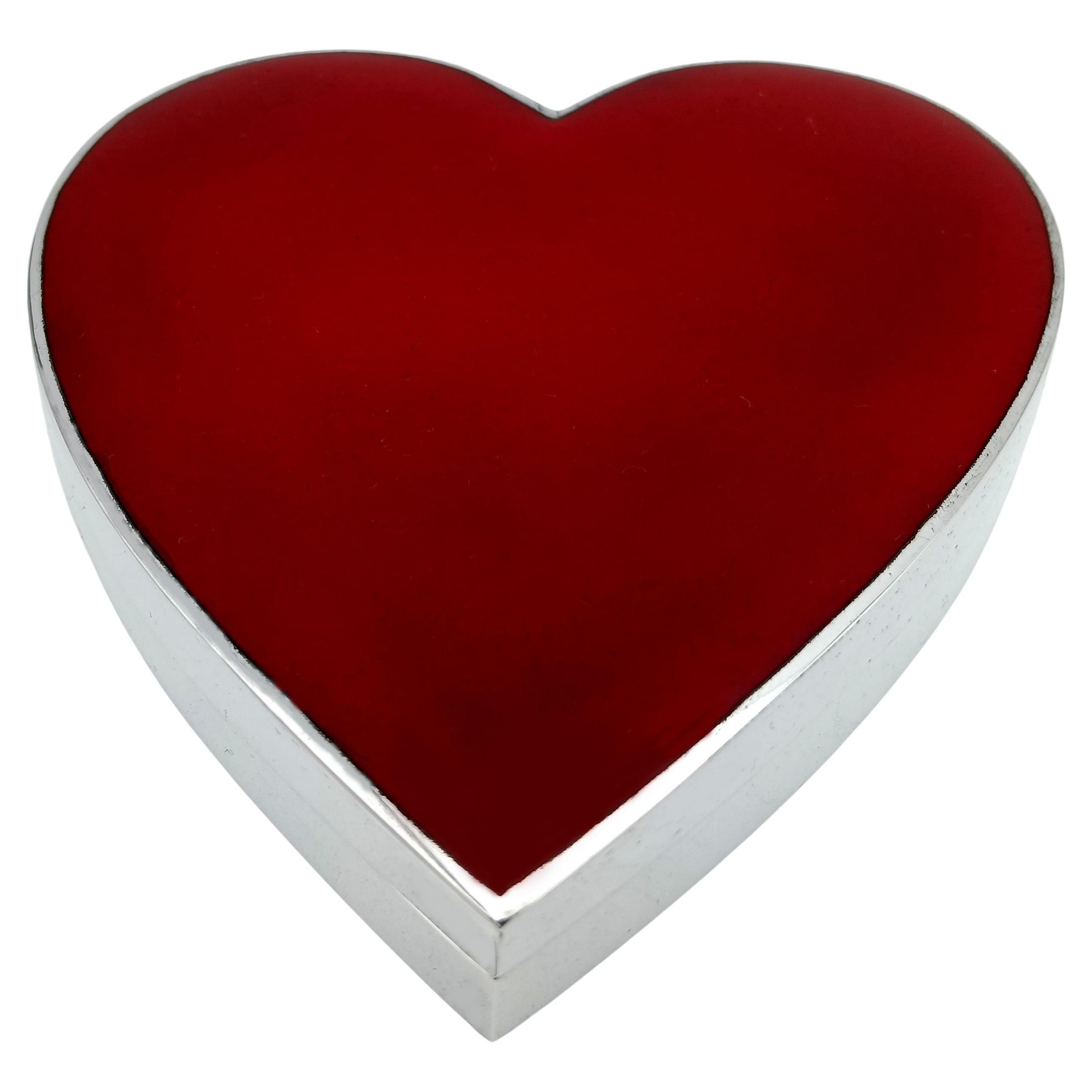 Box shaped “heart”playing card suit red fired Art Deco style Salimbeni