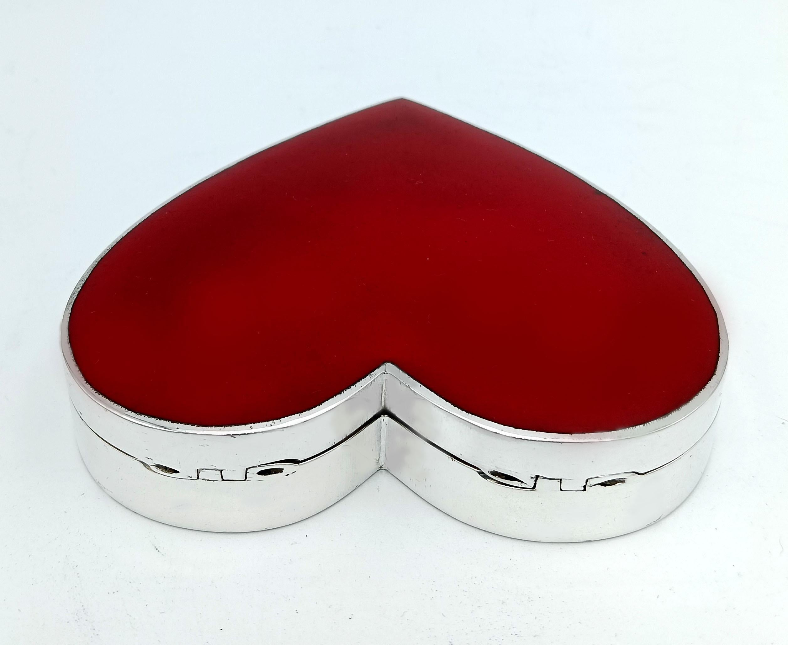 Gold Box shaped “heart”playing card suit red fired Art Deco style Salimbeni For Sale