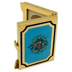 Cadre photo de voyage en argent sterling plaqué or avec miniature florale Art Nouveau