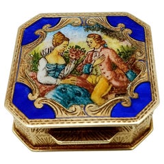 Pastillero de Plata de Ley Dorada con Miniatura de Buccioni, Estilo Luis XVI