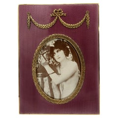 Cadre photo en argent émaillé rouge Empire français style Napoléon III Salimbeni