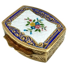 Pillendose Rund, gewölbt in Silber Sterling Emaille auf einem Guilloche-Muster Salimbeni