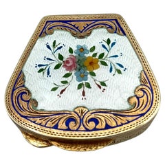 Portapillole in argento Sterling Art Nouveau con miniatura floreale Salimbeni