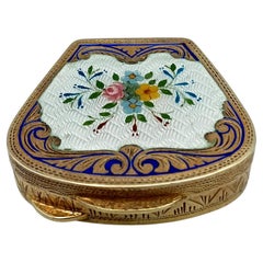 Portapillole in argento Sterling Art Nouveau con miniatura floreale Salimbeni