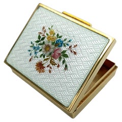 Pillendose Rechteckig Sterling Silber Jugendstil mit floraler Miniatur Salimbeni