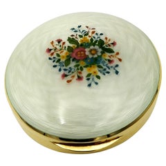 Tabatière style Art Nouveau en argent massif émaillé blanc avec fleurs Salimbeni