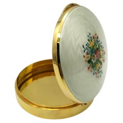 Tabatière style Art Nouveau en argent massif émaillé blanc avec fleurs Salimbeni