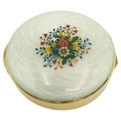 Tabacchiera stile Art Nouveau in argento sterling smalto bianco con fiori Salimbeni