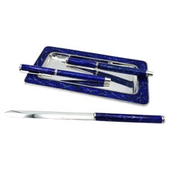 Füllfederhalter Kugelschreiber Tablett und Brieföffner für Desk Set Emaille Salimbeni