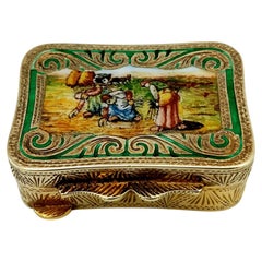 Pill Box shaped Louis XVI hand painted miniature Sterling Silver Salimbeni