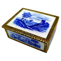 Tabatière en Argent Monochrome Bleu peinte à la main Miniatures Salimbeni