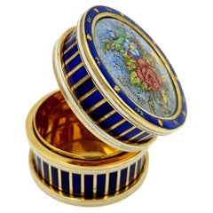 Tabacchiera in argento Sterling miniatura floreale dipinta a mano da M. Grumetti Salimbeni