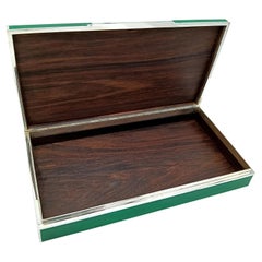 Large Rectangular Sterling Silver Cigar Table Box with Enamels on Guilloché by Salimbeni