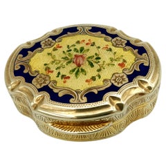 Pill Box: esmaltes cocidos sobre miniatura floral de Salimbeni, pintada a mano con motivos guilloché