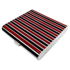 Cartier Powder case for handbag striped Enamel Sterling Silver made by Salimbeni