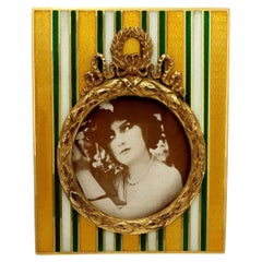 " Photo Frame enamels on guilloché with vertical stripes in 3 colors Salimbeni "