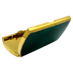Cigarette Case fired enamel on guilloché top nd bottom Sterling Silver Salimbeni