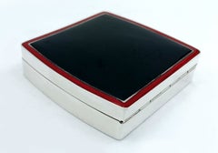 Tabatière en argent sterling Salimbeni, de style Art déco, avec émail cuit noir et rouge