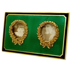Picture Frame emerald enamel for two photo Empire Style 925 Silver Salimbeni