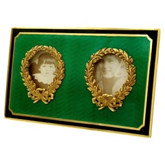 Picture Frame emerald enamel for two photo Empire Style 925 Silver Salimbeni