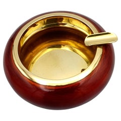 Ashtray Round table sterling silver fired enamel on guilloché pattern Salimbeni