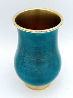 Art Nouveau-style enameled sterling silver flower vase by Salimbeni
