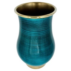 Art Nouveau-style enameled sterling silver flower vase by Salimbeni
