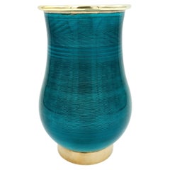 Art Nouveau-style enameled sterling silver flower vase by Salimbeni