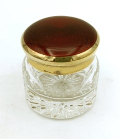 Favor Box fired Enamel Sterling Silver on the lid and cut crystal Salimbeni