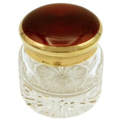 Favor Box fired Enamel Sterling Silver on the lid and cut crystal Salimbeni