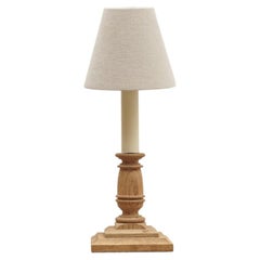 Vintage Wood Candle Stick Table Lamp, Belgium