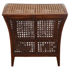 Antique Wood and Cane Hamper Side Table