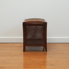 Antique Wood and Cane Hamper Side Table