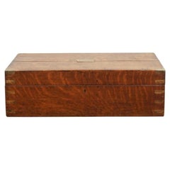 Antique Oak Storage Box with Brass Corners, 1840-1850, Decorative