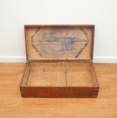 Antique Oak Storage Box with Brass Corners, 1840-1850, Decorative