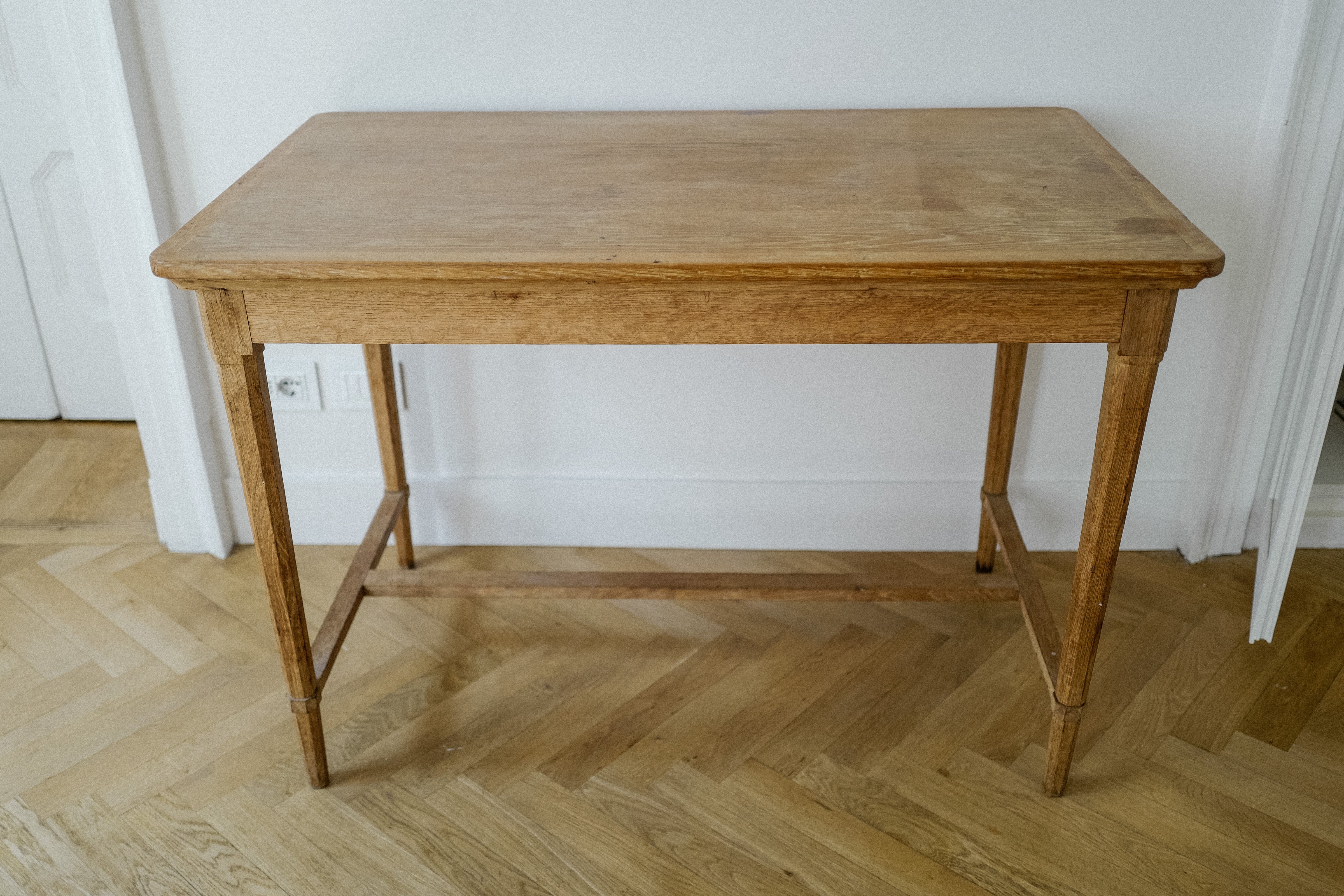 Jean Michel Frank Style 1950’s Oak Wood Desk For Sale