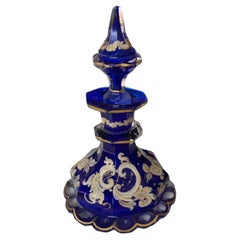 Antique Bohemian Glass Perfume Bottle, Flacon, 19th Century