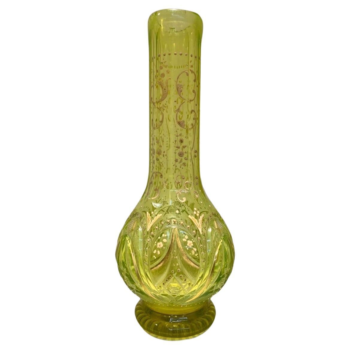 Bohemian Glass Hookah Vase For Sale at 1stDibs