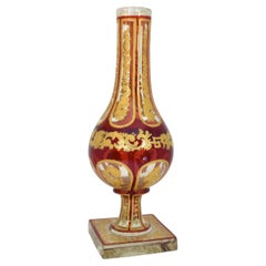 Used Bohemian Ruby Enamelled Glass Hookah Base, Islamic Market, 19th Century