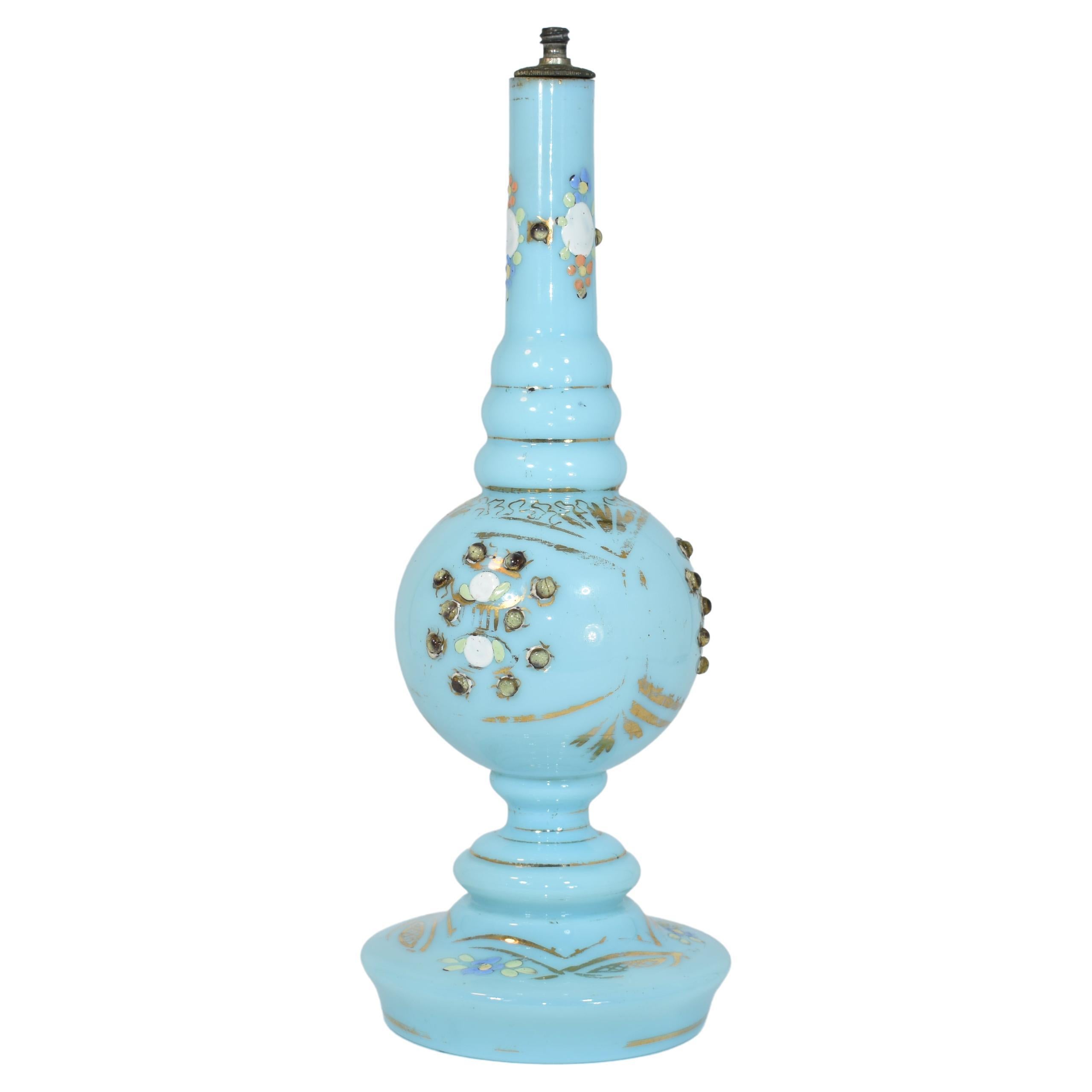 Antique Islamic Enameled Opaline Glass Rose Water Sprinkler, 19th Century For Sale