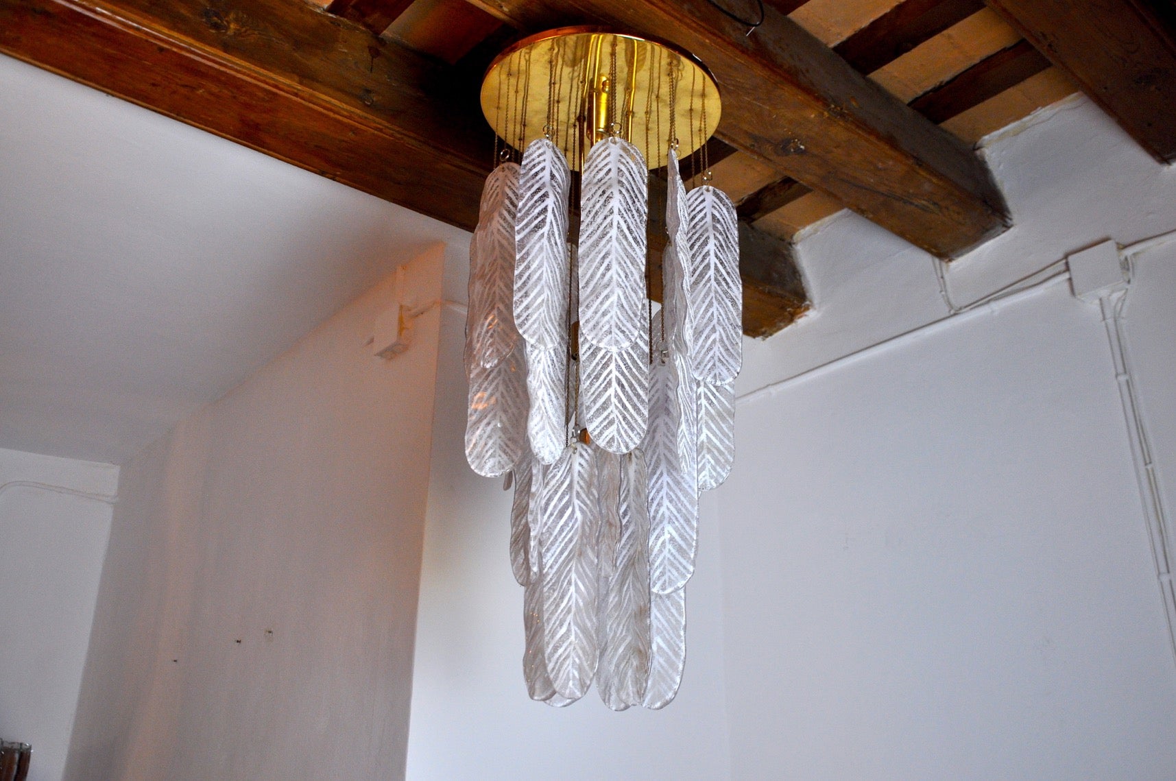 "Leaves" Pendant Lamp by Mazzega in Murano Glass, Italy, 1970 For Sale