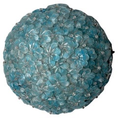 Floral Murano Glass Ceiling Lamp from Seguso, Italy, 1970s