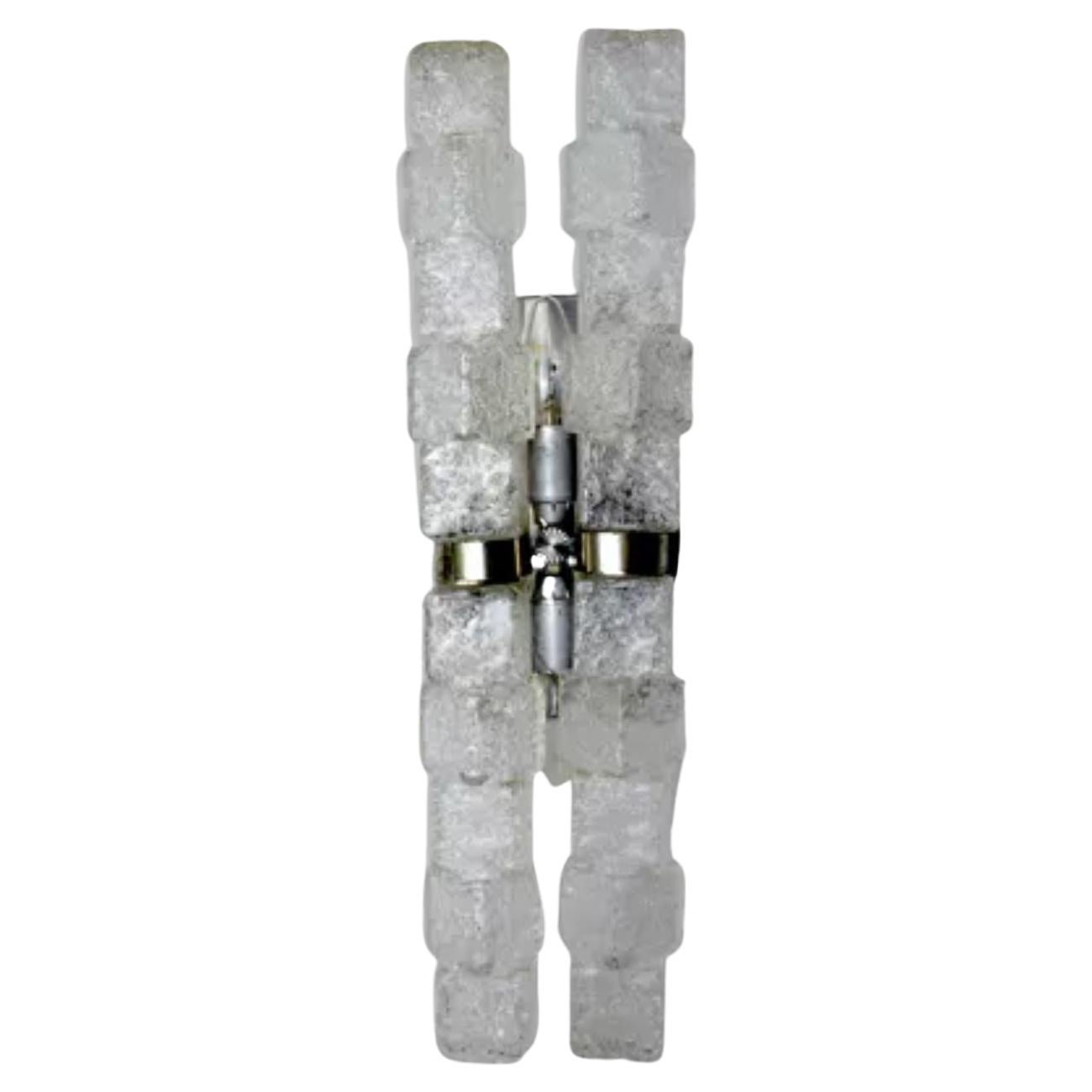 Murano Wall Lamp, Frosted Icicles, Italy, 1970 For Sale