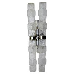 Vintage Murano Wall Lamp, Frosted Icicles, Italy, 1970