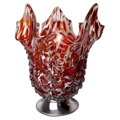 Red and White Seguso Vase in Murano Glass, Italy, 1960